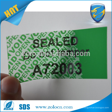Etiqueta de segurança de atacado PET Custom logo Etiquetas de código de barras de cosméticos Shenzhen ZOLO